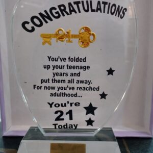 21st Congrats Crystal Glass Gift