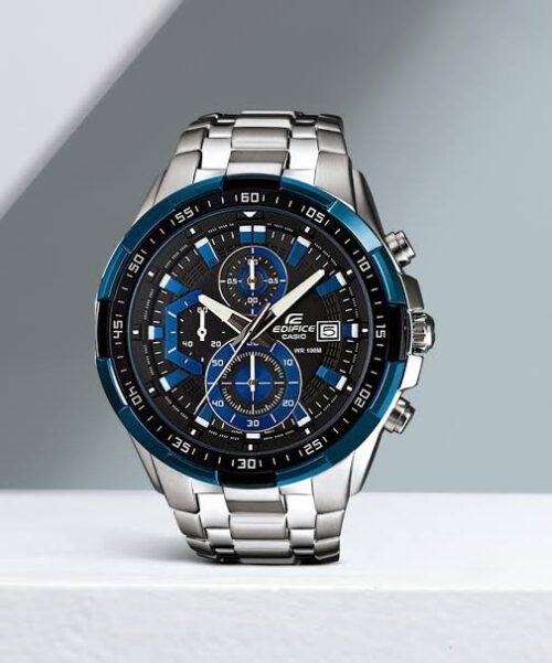 Edifice - New Black & Blue Steel Chronograph