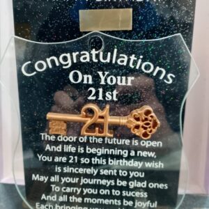 21st Congratulations With Message Glass Gift