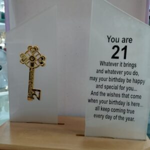 21st Double Crystal Glass On Wood Base Gift