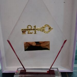 21st Diamond Shape Crystal Glass Gift